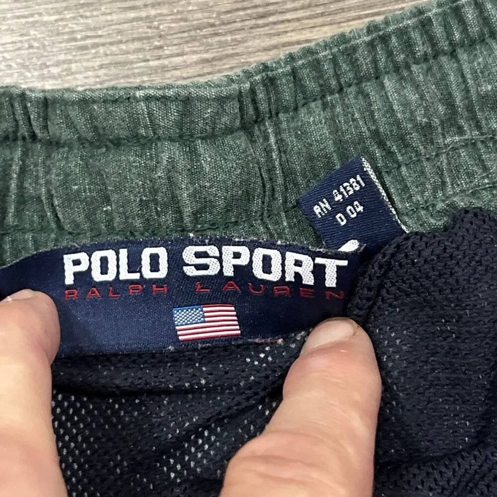 Vintage Ralph Lauren Polo Sport Spellout Colorblick Shorts Green Blue - Medium